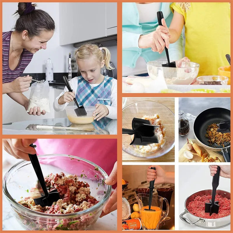 New Household Kitchen Meat Chopper Handheld Meat Grinder Mixing, Grinding and Pounding Spatula Meat Mashing Machine Kitchen Tool