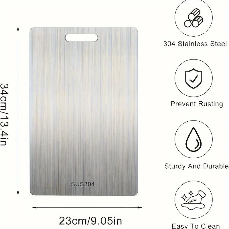 1-5pcs Stainless Steel Cutting Board Set for Vegetable, Meat & Bread Slicing with Food Contact Safe Cutting Board for Easy Clean