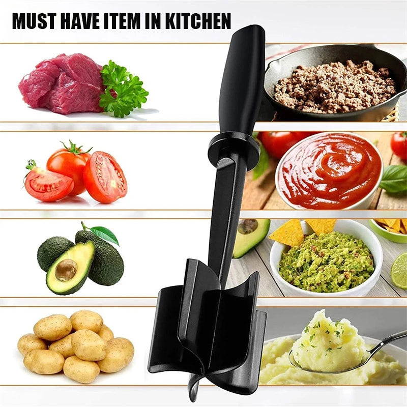 New Household Kitchen Meat Chopper Handheld Meat Grinder Mixing, Grinding and Pounding Spatula Meat Mashing Machine Kitchen Tool