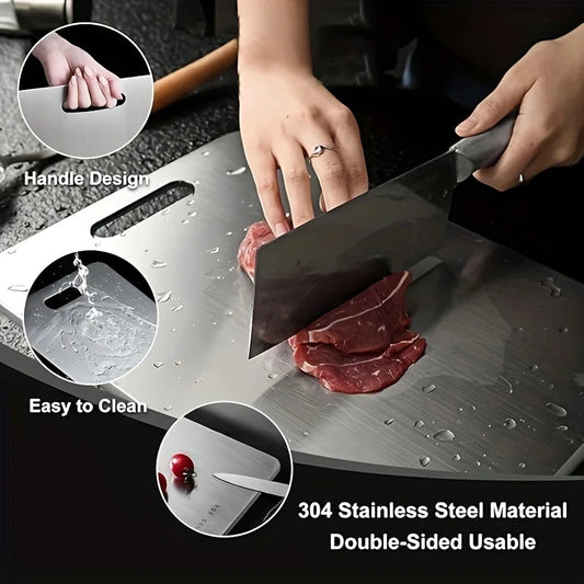 1-5pcs Stainless Steel Cutting Board Set for Vegetable, Meat & Bread Slicing with Food Contact Safe Cutting Board for Easy Clean